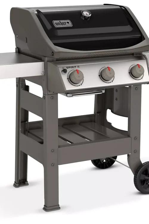 Barbecue gaz WEBER Spirit II E-310 noir grill e et plancha 3 bruleurs sur chariot, 60×44 cm