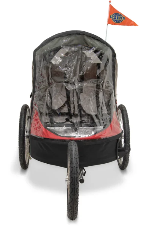 Remorque vélo 2 places 60 kg ​Wike – Premium Double – Poussette et Kit de Jogging inclus – marine/marron